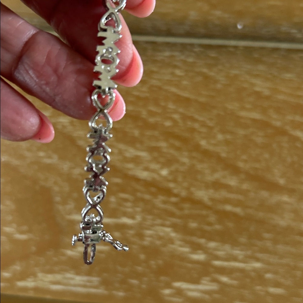 Sterling 'MOM' Heart Link Bracelet - Rose Gold & Silver with Diamond accents - Picture 2 of 7